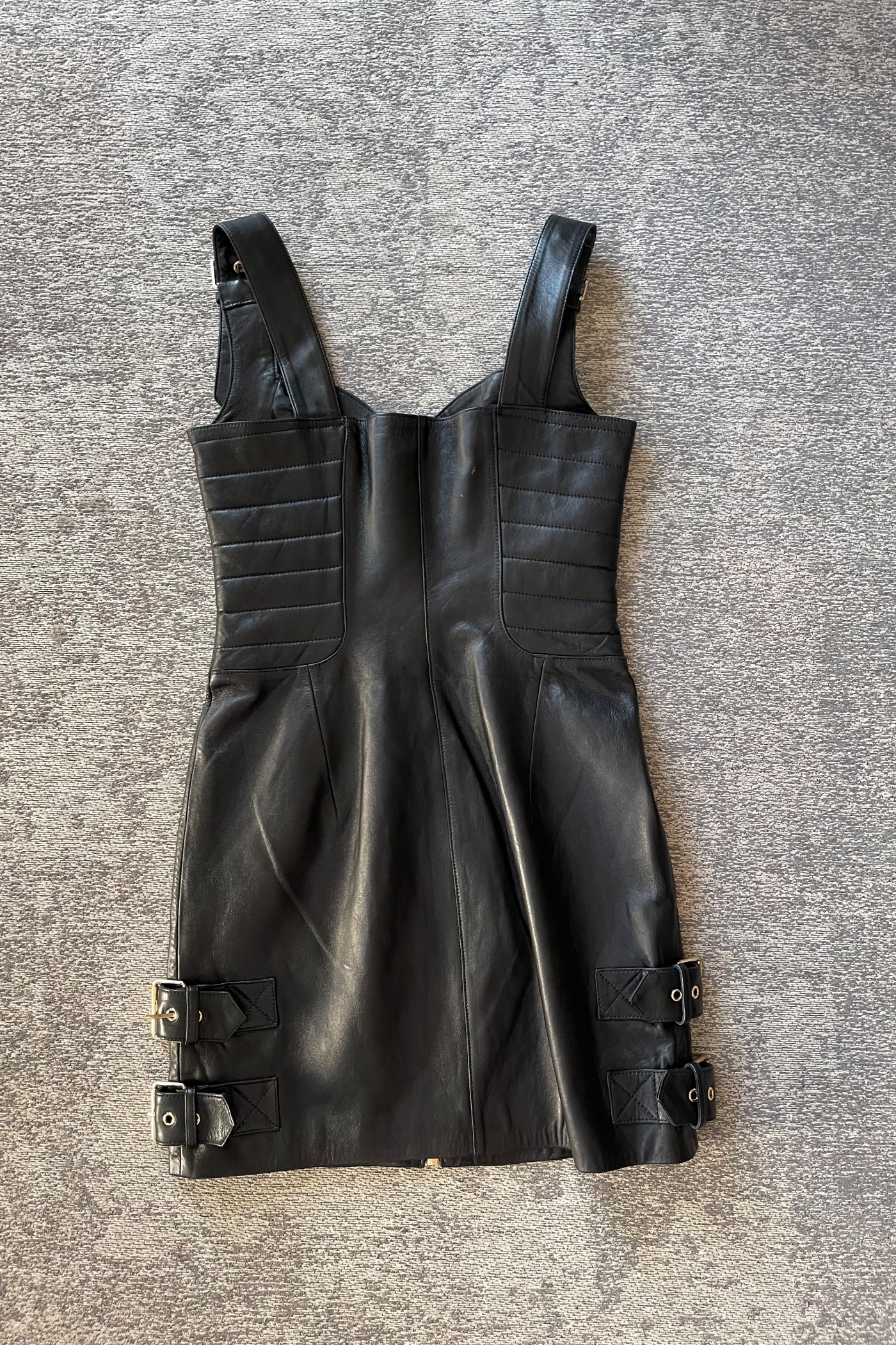 chinese dress ladies 2021 Black Leather Moto Dress, Size 6 – MARTINI CONSIGNMENT main image 0